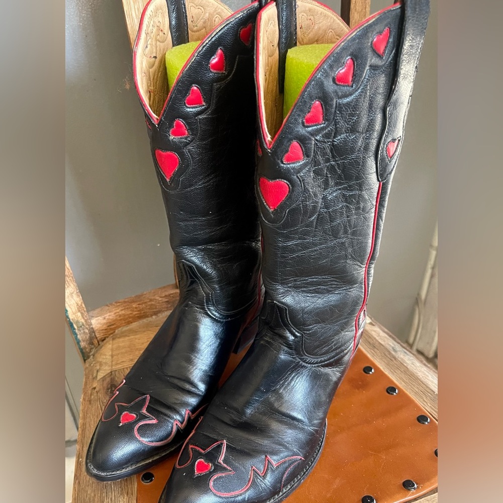 The OLD GRINGO Inlay HEARTS Vtg Cowboy Western Boots all Leather 9B